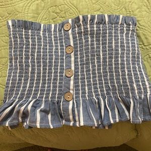 Ocean Drive strapless blue and white top